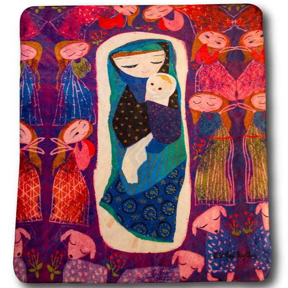 Mary Blair's Purple Madonna Sherpa-Lined Throw