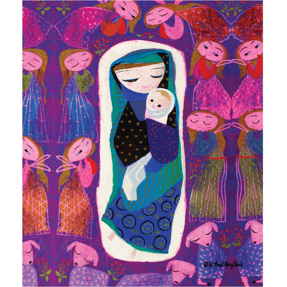 Mary Blair's Purple Madonna Sherpa-Lined Throw