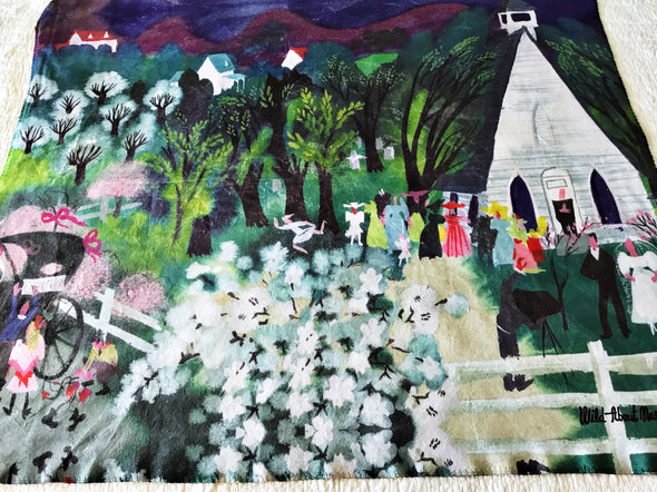 Church Wedding White Sherpa-Lined Throw