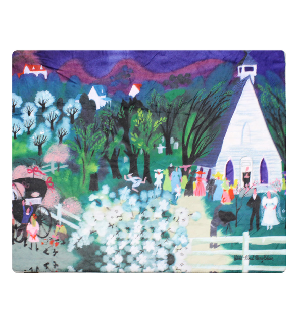 Church Wedding White Sherpa-Lined Throw