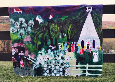 Church Wedding White Sherpa-Lined Throw